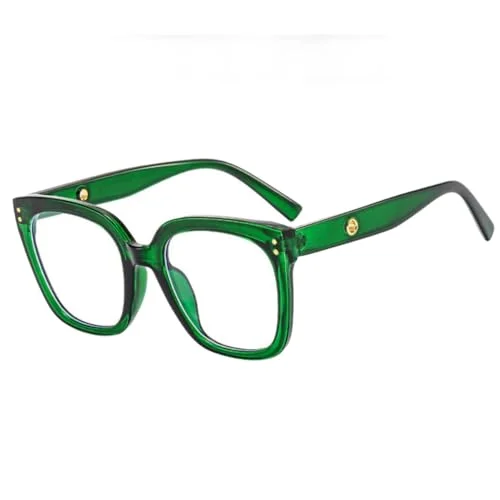 Shiratori Blue Light Blocking Glasses Rectangle Chic Preppy Look MultiColor Frame for Women Men Green
