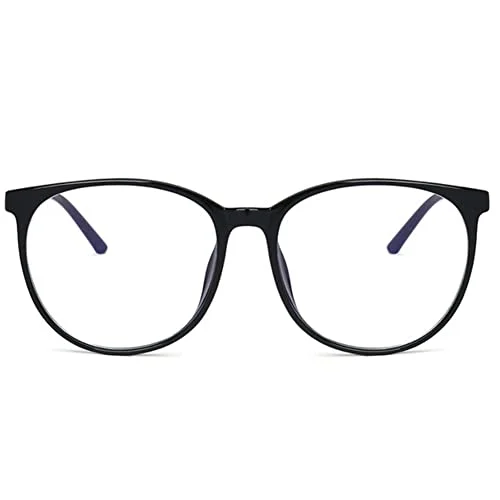 Shiratori New retro Blue Light Blocking Glasses Round Nerd Eyeglasses Frame Anti Blue Ray Computer Game Glasses (Bright black) 2