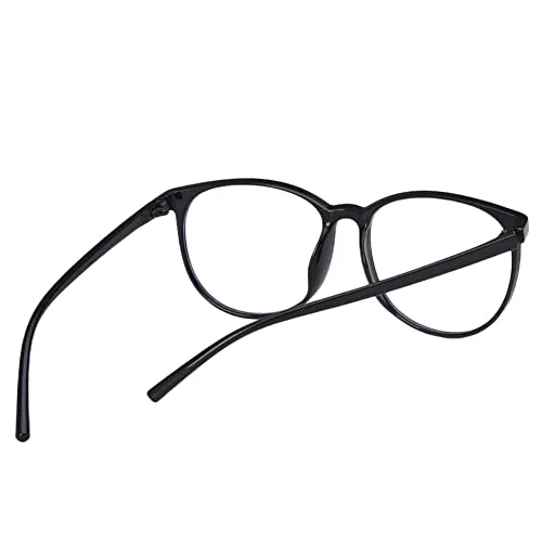 Shiratori New retro Blue Light Blocking Glasses Round Nerd Eyeglasses Frame Anti Blue Ray Computer Game Glasses (Bright black) 3