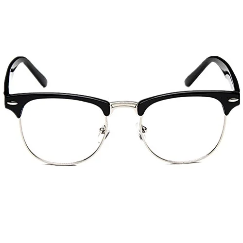 Shiratori New Vintage Fashion Half Frame Semi-Rimless Clear Lens Glasses Black 2