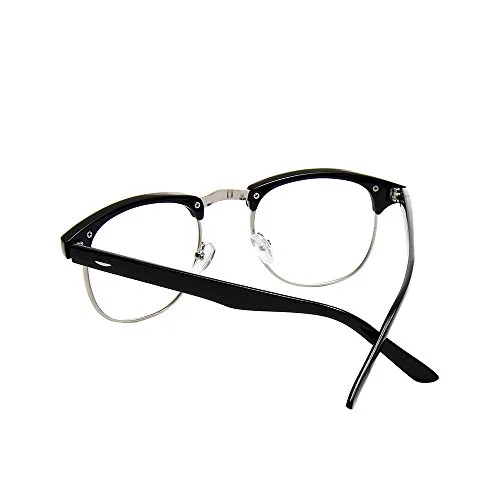 Shiratori New Vintage Fashion Half Frame Semi-Rimless Clear Lens Glasses Black 3