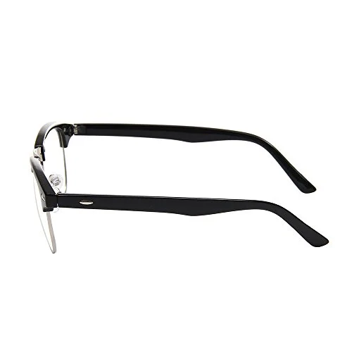 Shiratori New Vintage Fashion Half Frame Semi-Rimless Clear Lens Glasses Black 4